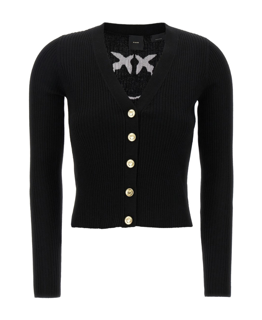 Pinko Black Long-sleeved Cardigan In Black