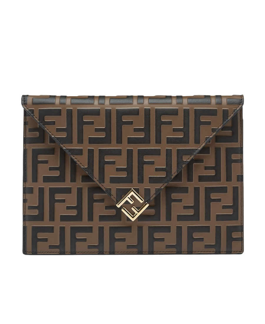 Fendi Ff Pattern Handbag In Brown