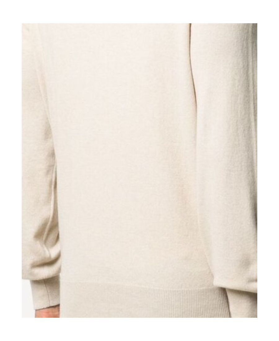 Brunello Cucinelli Crew Neck Cashmere Sweater With Ribbed Cuffs In White