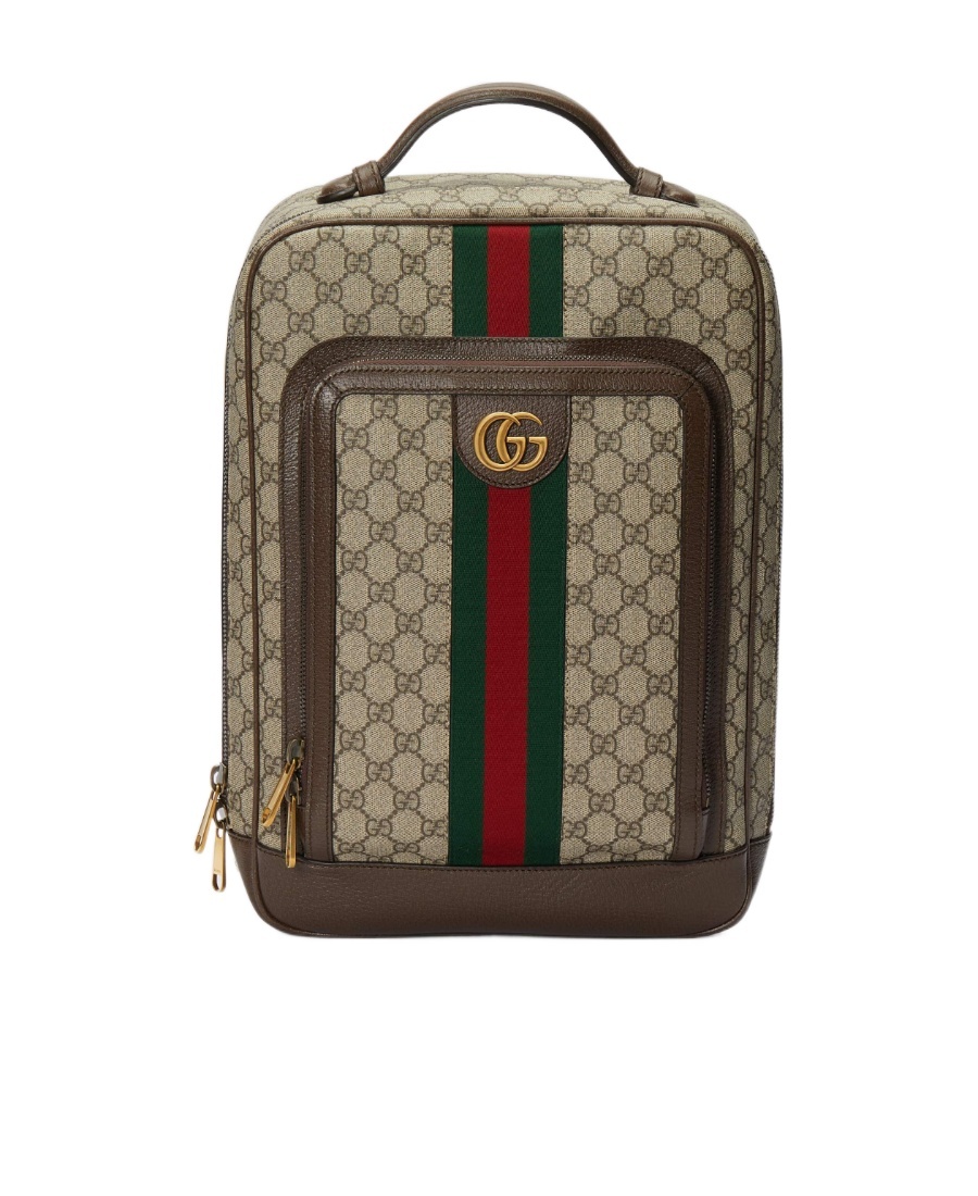 Gucci Zaino Ophidia Gg Leather Backpack In Green