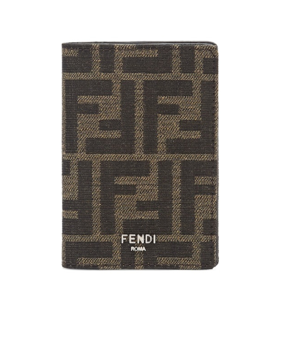 Fendi Ff-jacquard Leather Wallet In Black