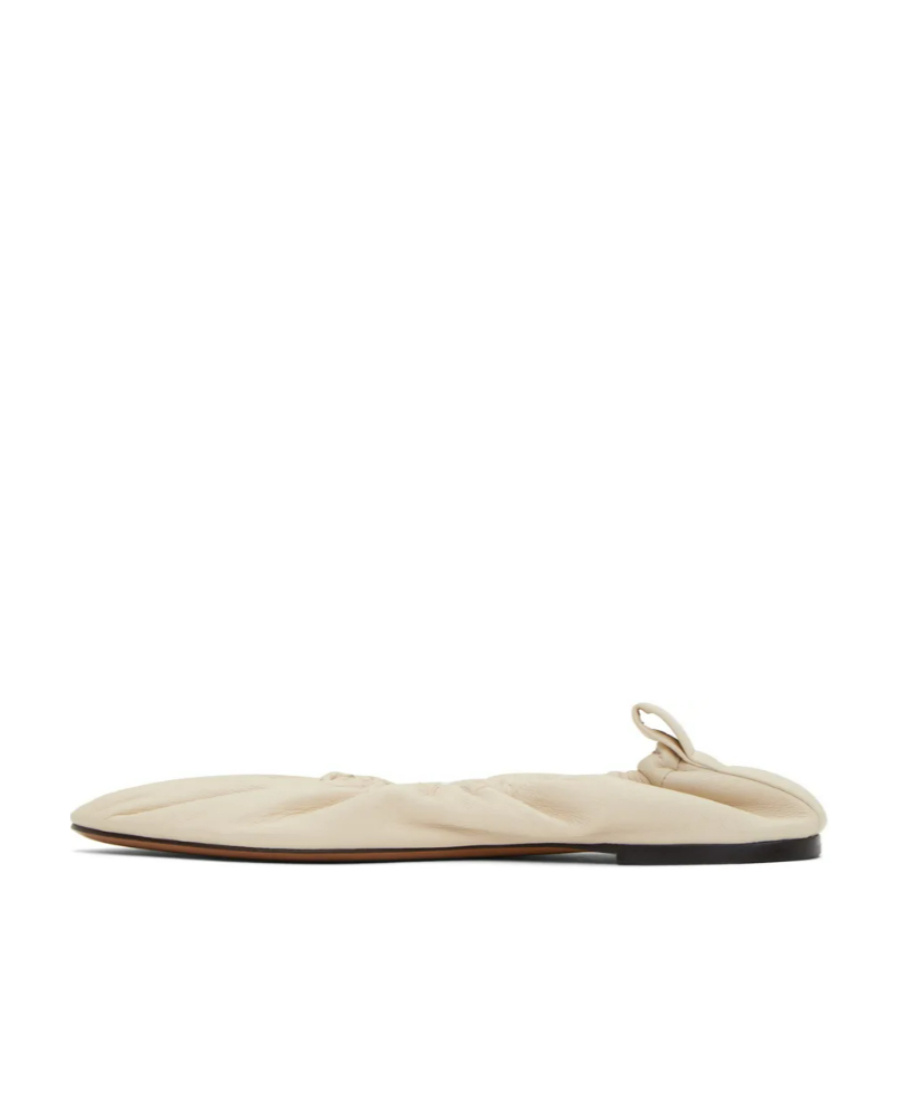 The Row Woman Ballet Flats Cream Size 6 Leather In Nude