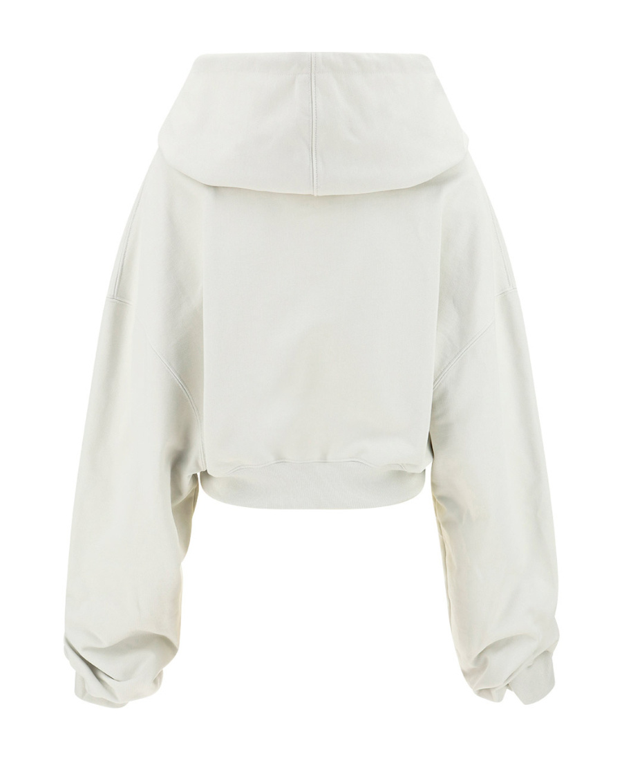 Off-white Logo-print Cropped Hoodie In White