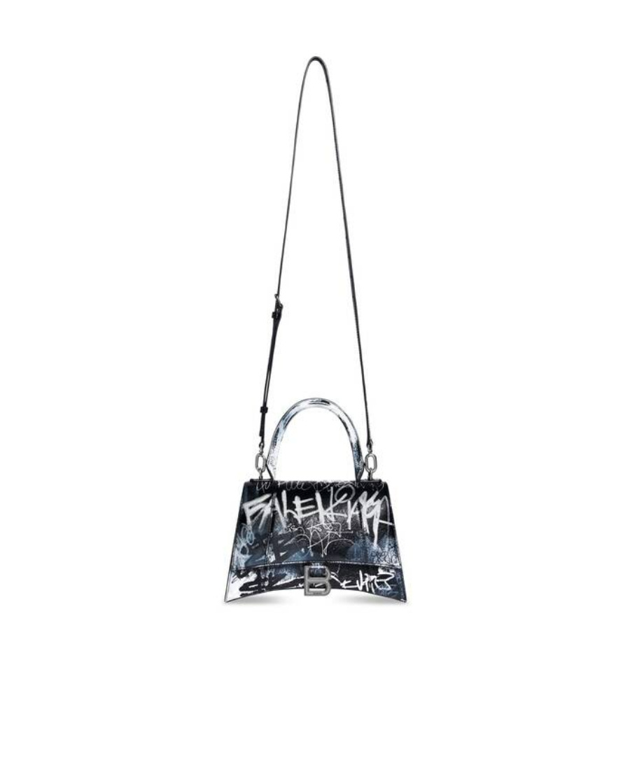 Balenciaga Hourglass S Graffiti-print Tote Bag In Gray