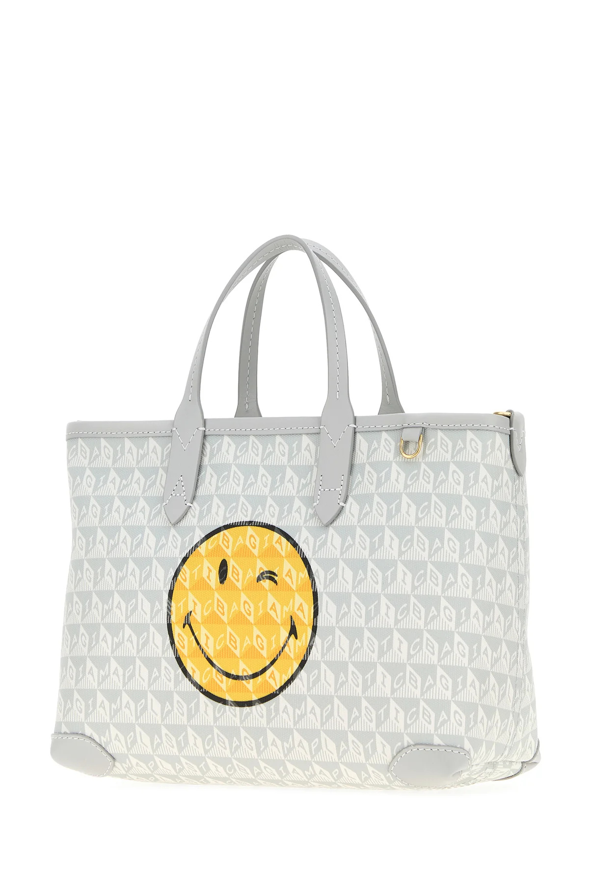 Anya Hindmarch Printed Canvas Xs I Am A Plastic Bag Handbag In White