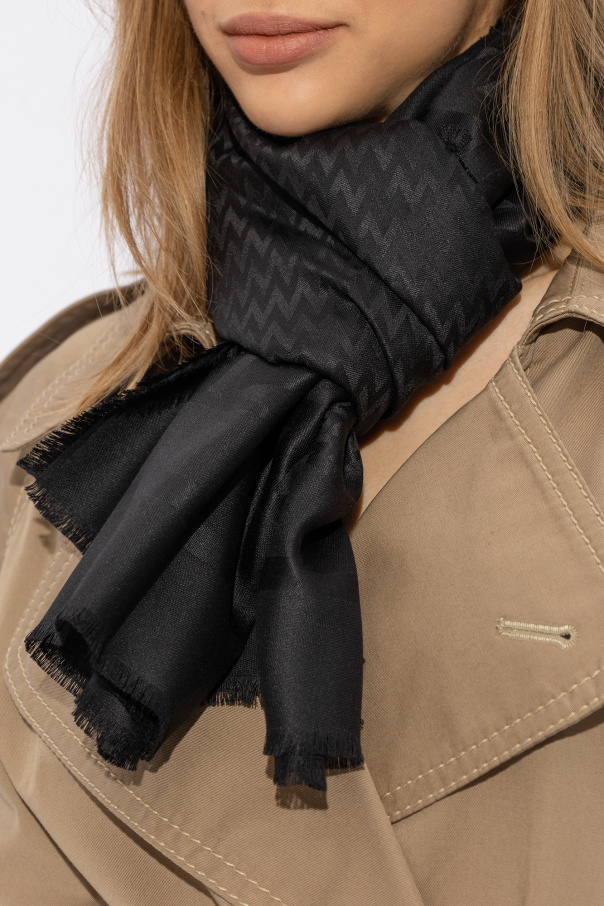 Lanvin Logo-jacquard Frayed Edge Scarf