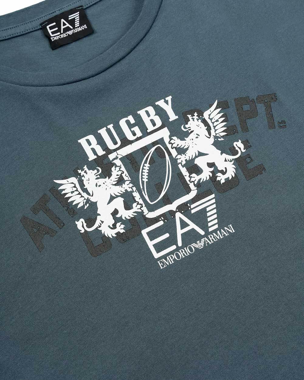 Ea7 Logo Printed T-shirt In Blue