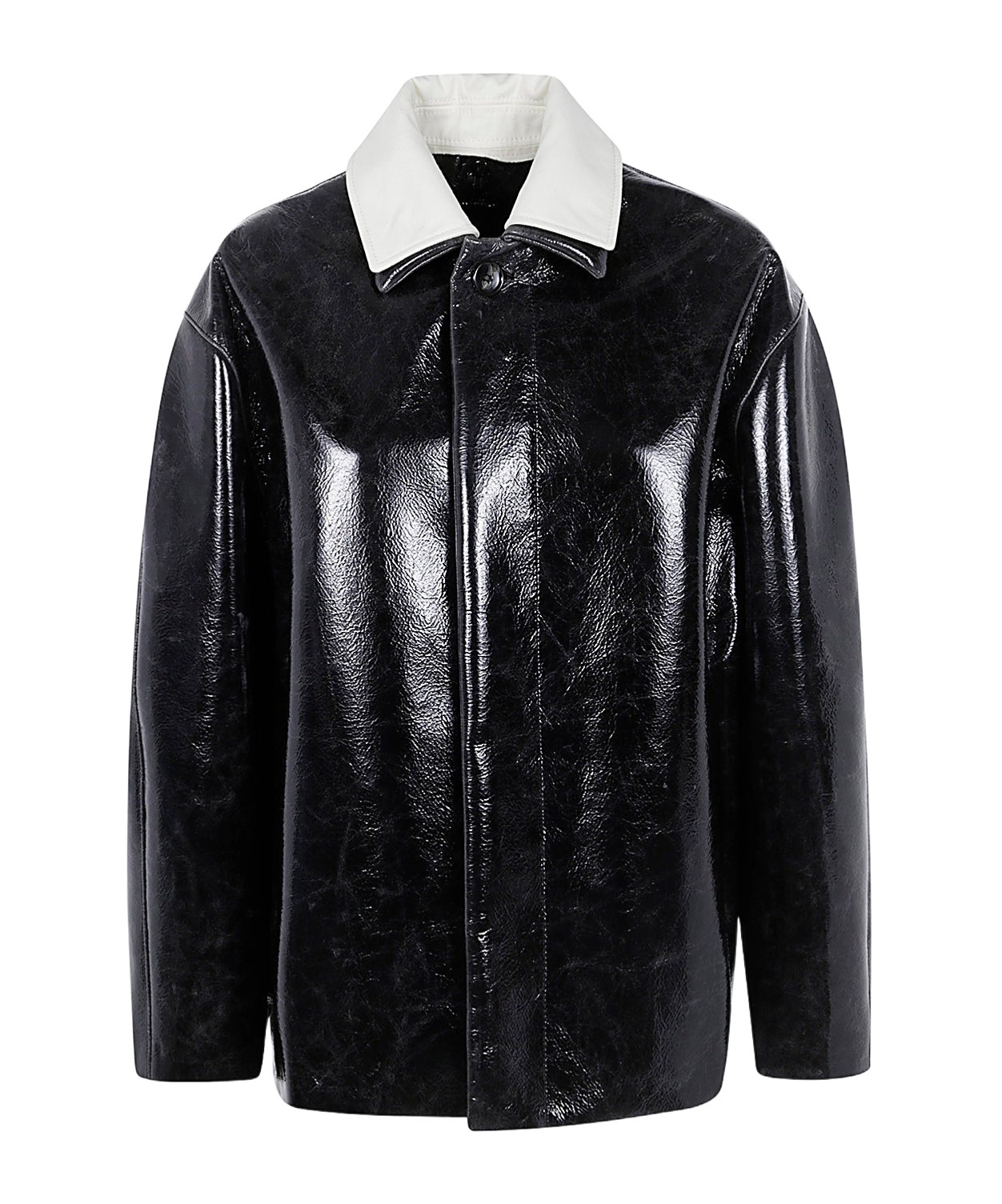 Philosophy Di Lorenzo Serafini Glass Effect Coated Wool Jacket For Women In Coal Gray