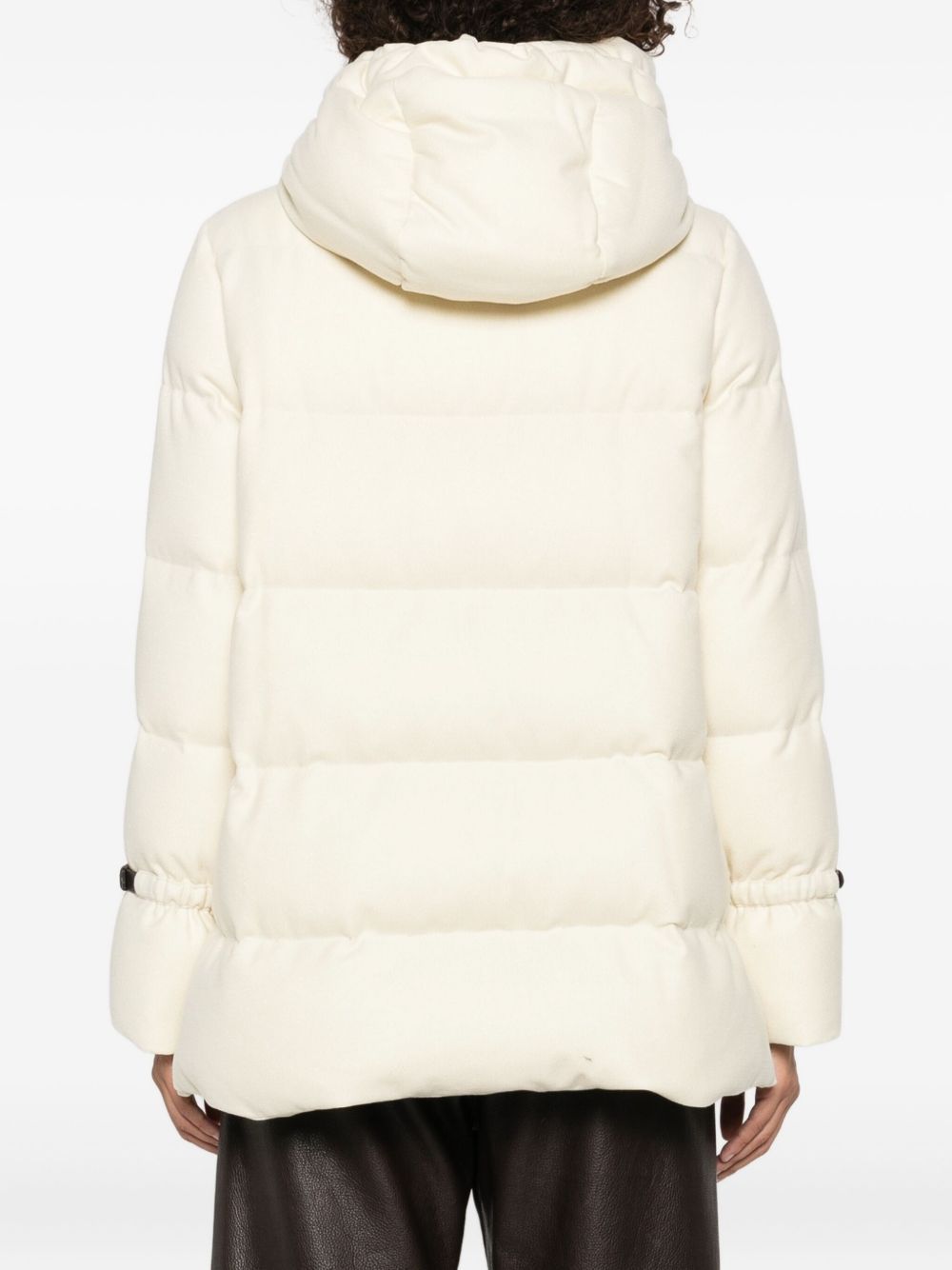 Herno Hooded Medium-length Wool Down Jacket With Zip Clothing In White