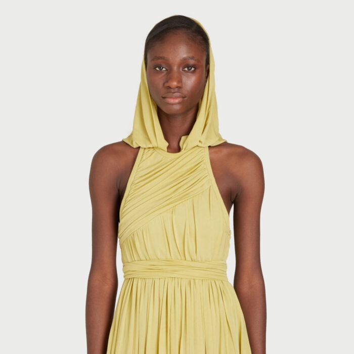Giambattista Valli Hooded Pleated Dress In Nude