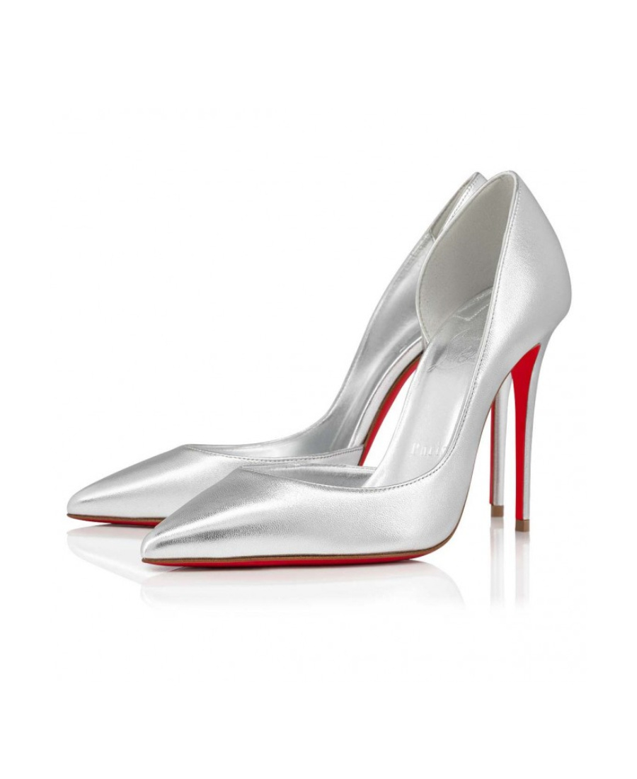 Christian Louboutin Miss Z Pumps In Silver Laminated Nappa Leather In White