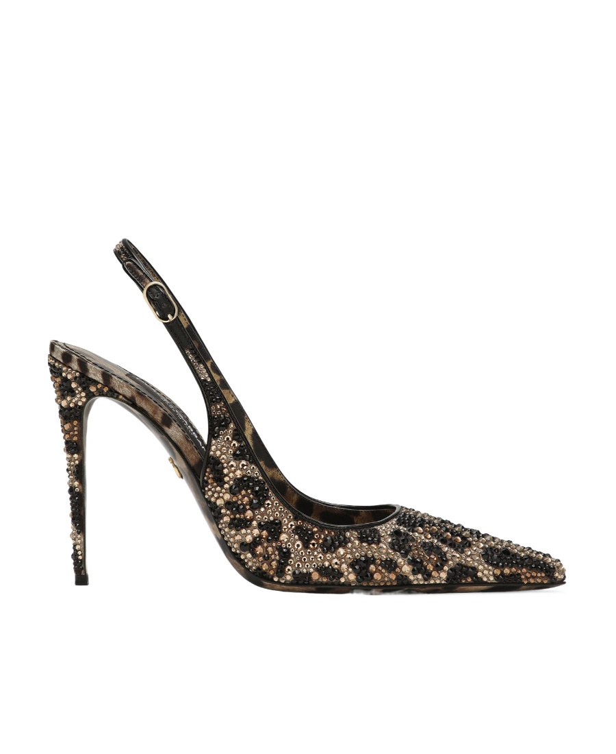 Dolce & Gabbana Dolce&gabbana Patent Leather Animal Slingback In Black