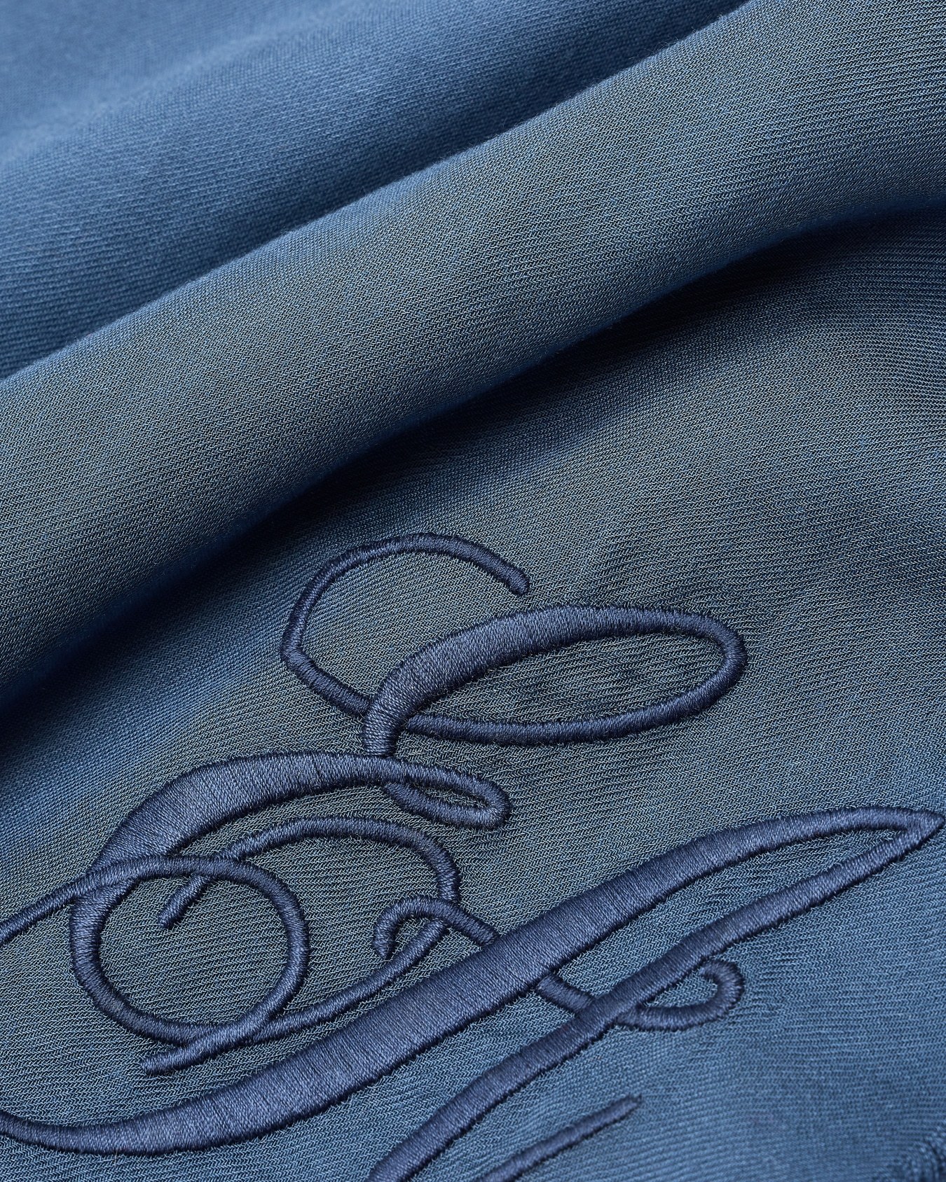 Emporio Armani Oversized Modal Stole With Ea Signature Embroidery In Blue