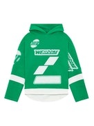 We11 Done Logo Hooded Sweater In Green