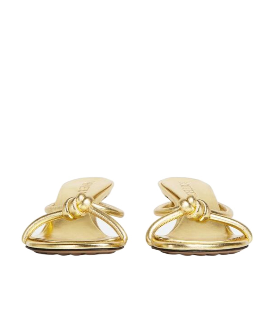Bottega Veneta Blink Metallic Knot Slide Sandals In Yellow