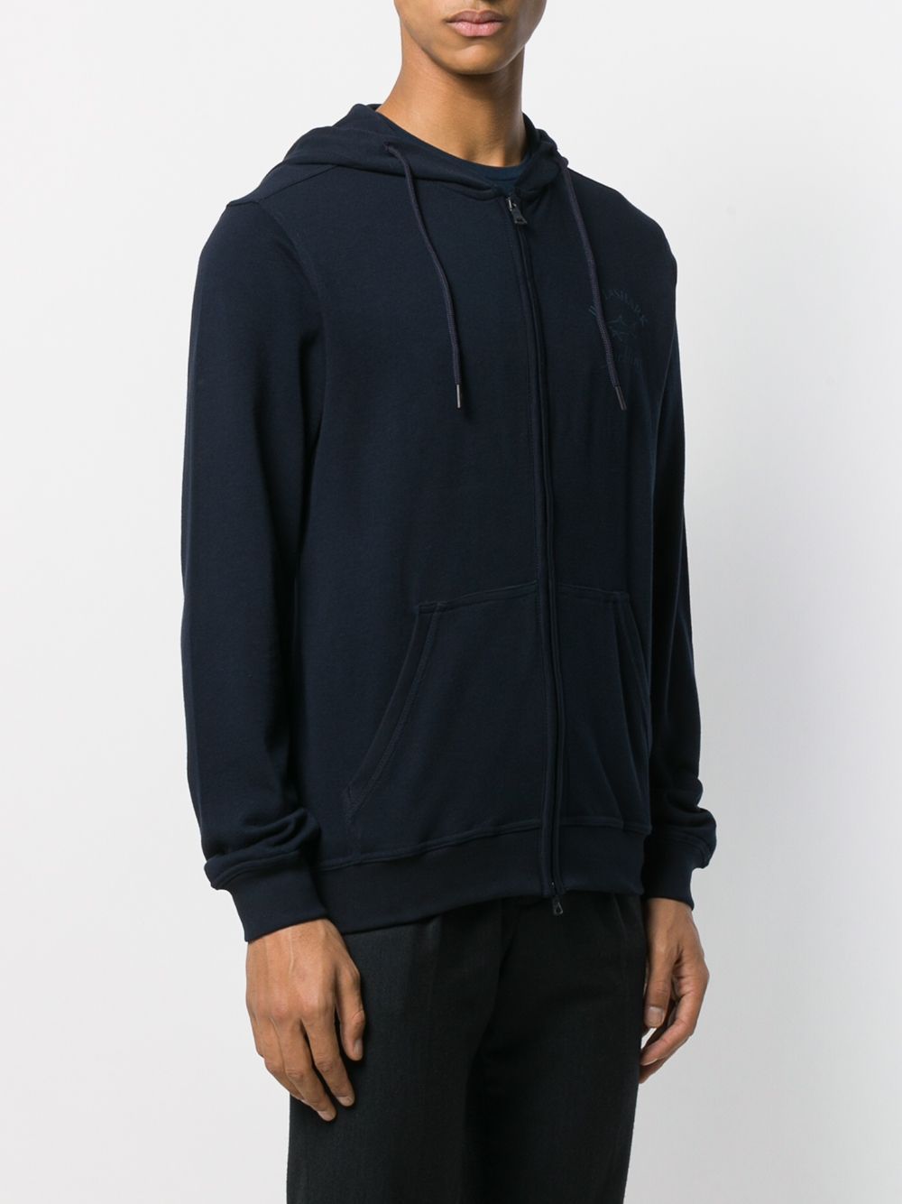 Paul & Shark Logo Printed Hooded Casual Jacket In Black