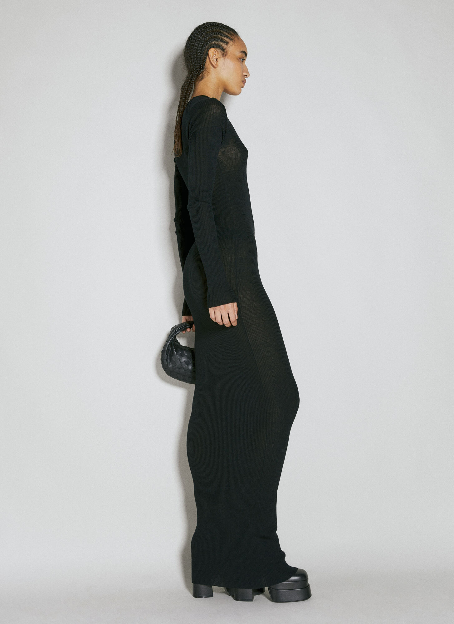 Ann Demeulemeester Round-collar Long-sleeved Dress In Black