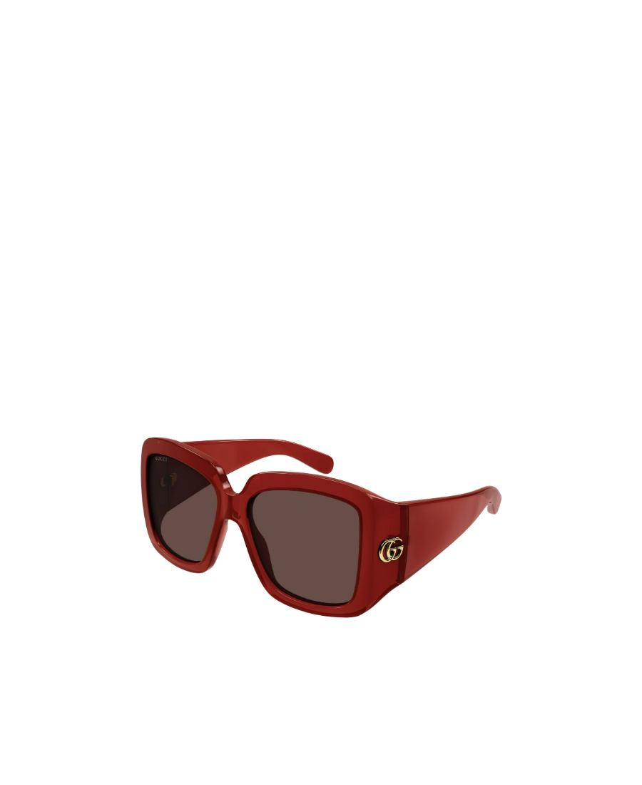 Gucci Womens Red Gc002115 Gg1402s Square-frame Acetate Sunglasses In Brown