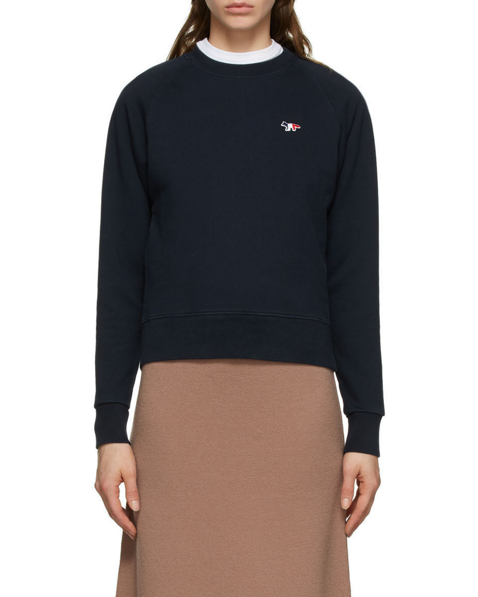 Shop Maison Kitsuné Logo Round-neck Sweater