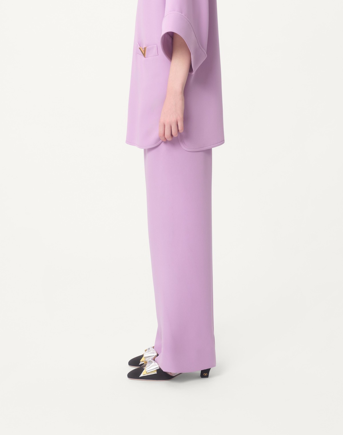 Valentino Cady Couture Wide-leg Pants In Purple