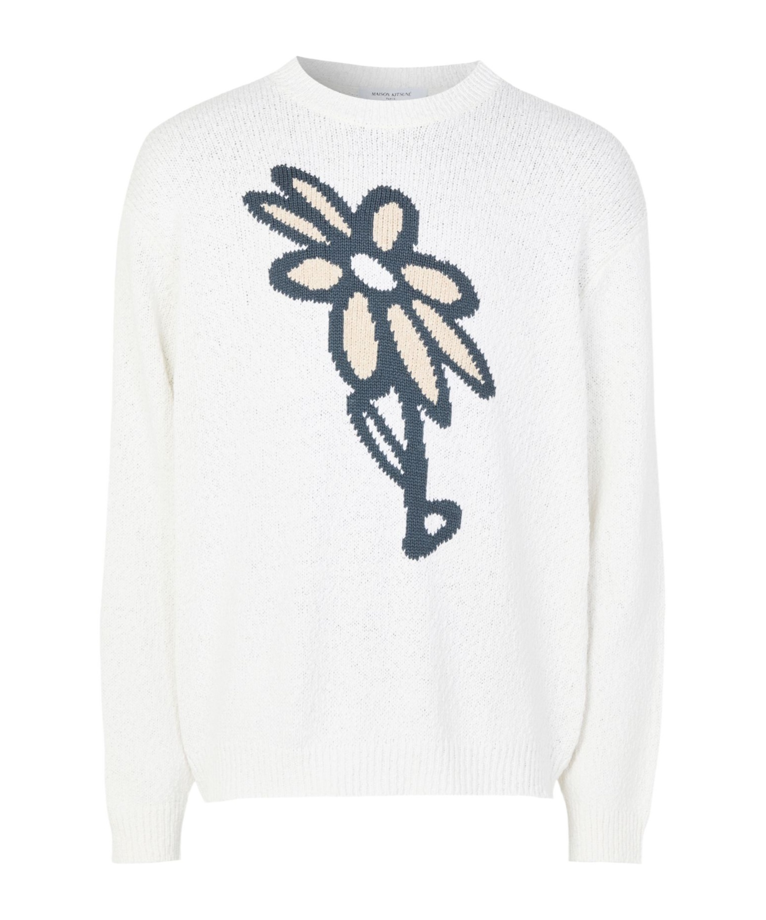 Shop Maison Kitsuné Abstract Daisy Intarsia Sweater In White