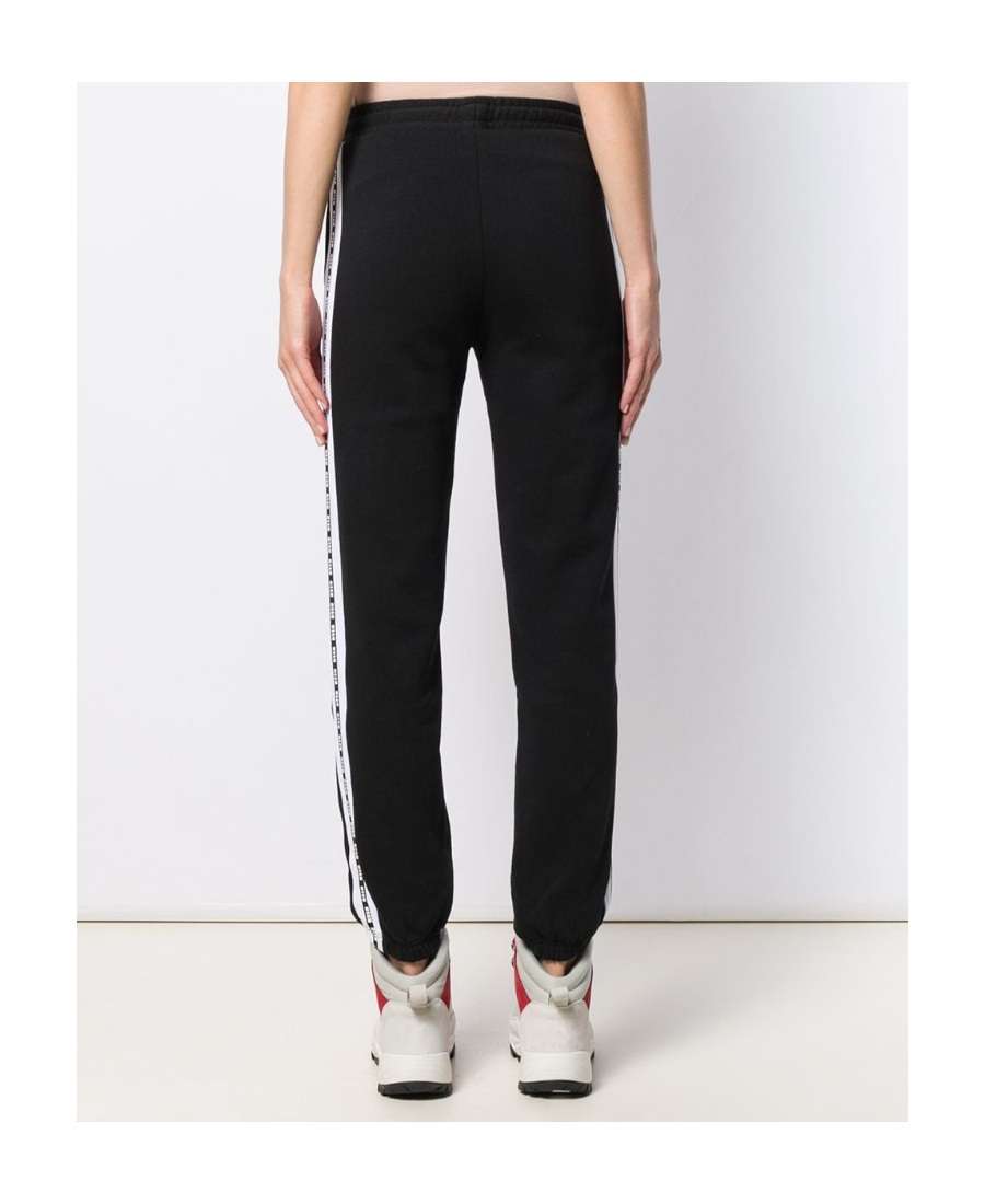 Msgm Black Logo Striped Sweatpants In Black