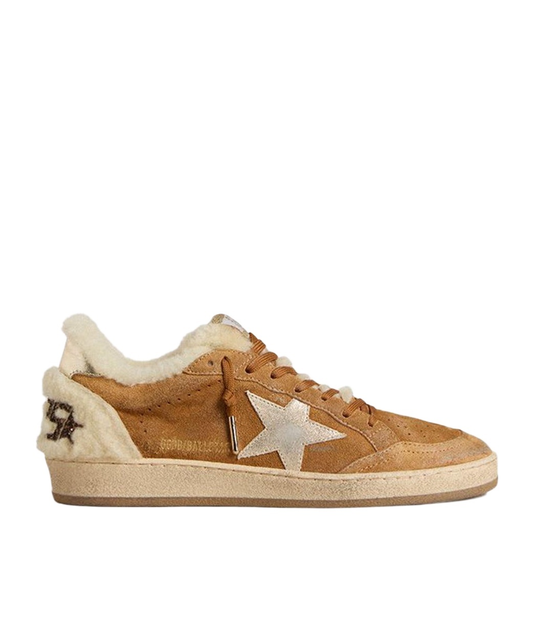 Golden Goose Ball Star Suede Shearling Sneaker In Brown