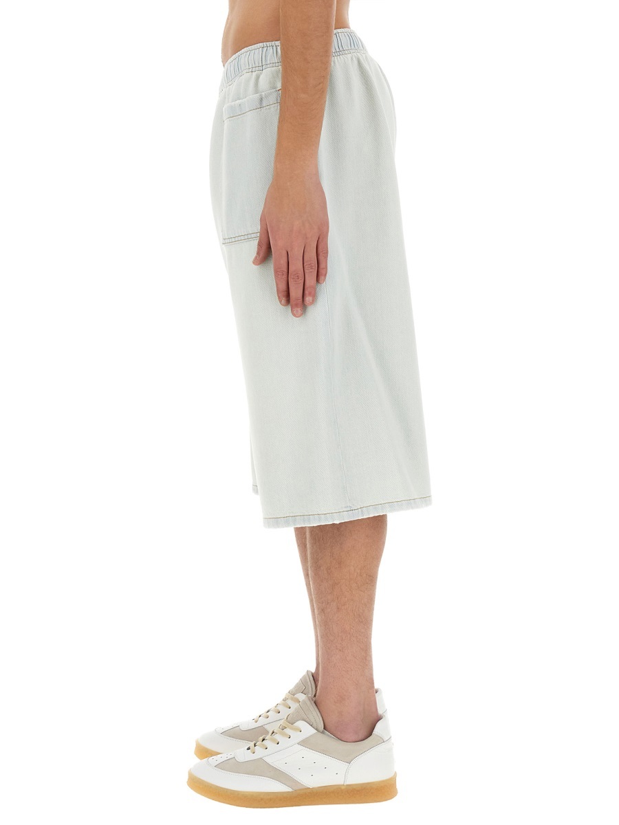 Mm6 Maison Margiela Oversize Knee Length Denim Bermuda Shorts In White