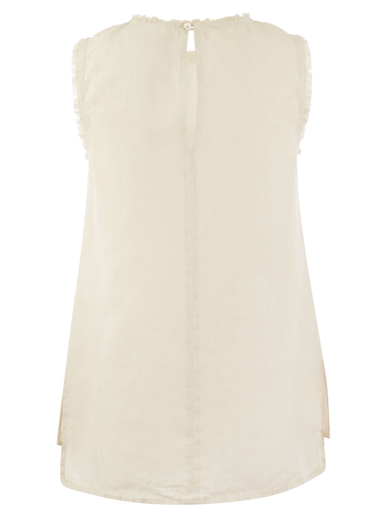 Peserico Sleeveless Linen Top In Neutral