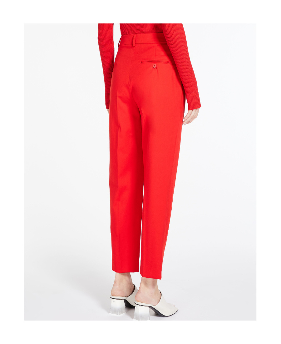 Max Mara Stretch Cotton Gabardine Pipe Pants In Red