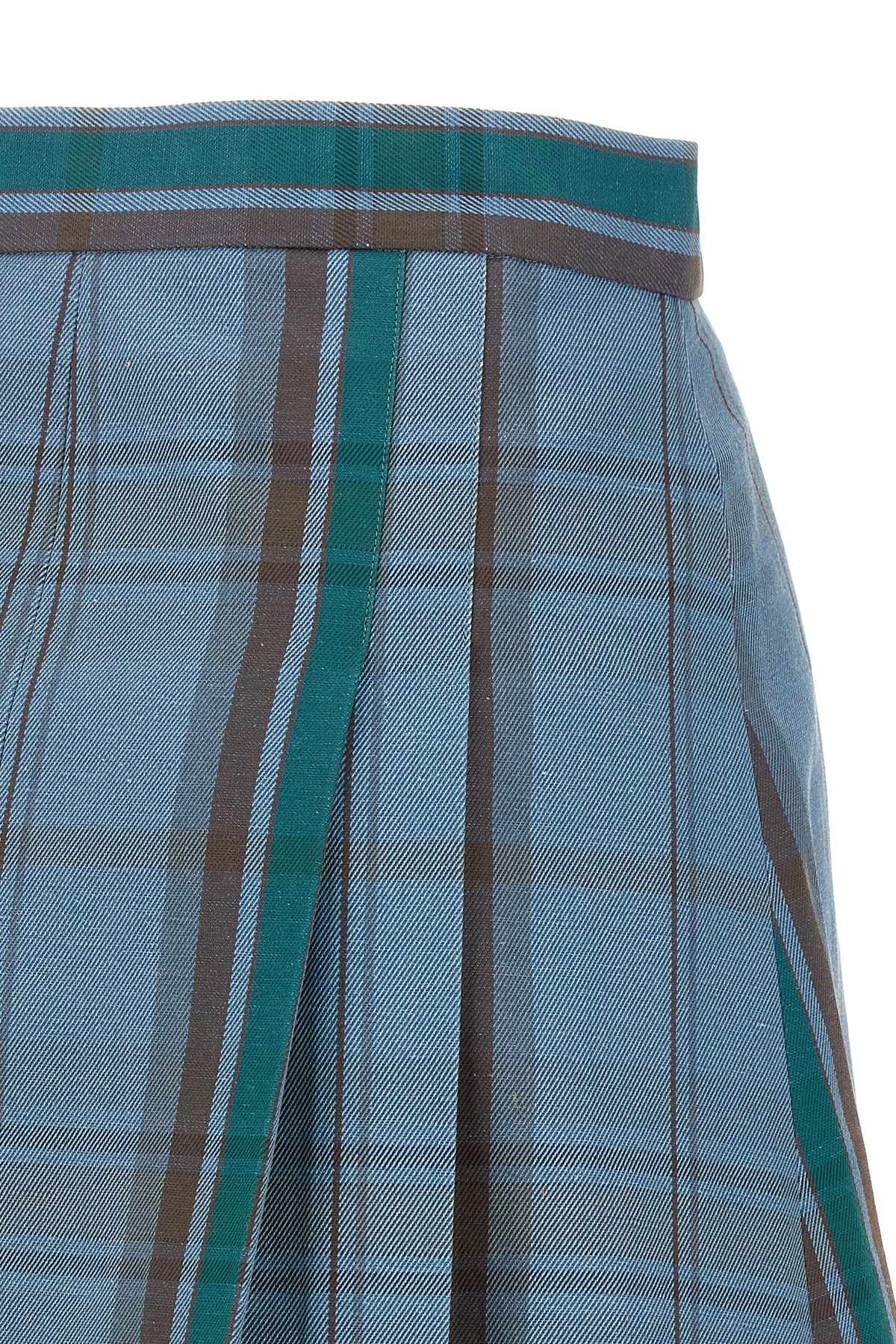 Vivienne Westwood High-waisted Plaid Pleated Skirt With Asymmetric Hem In Blue