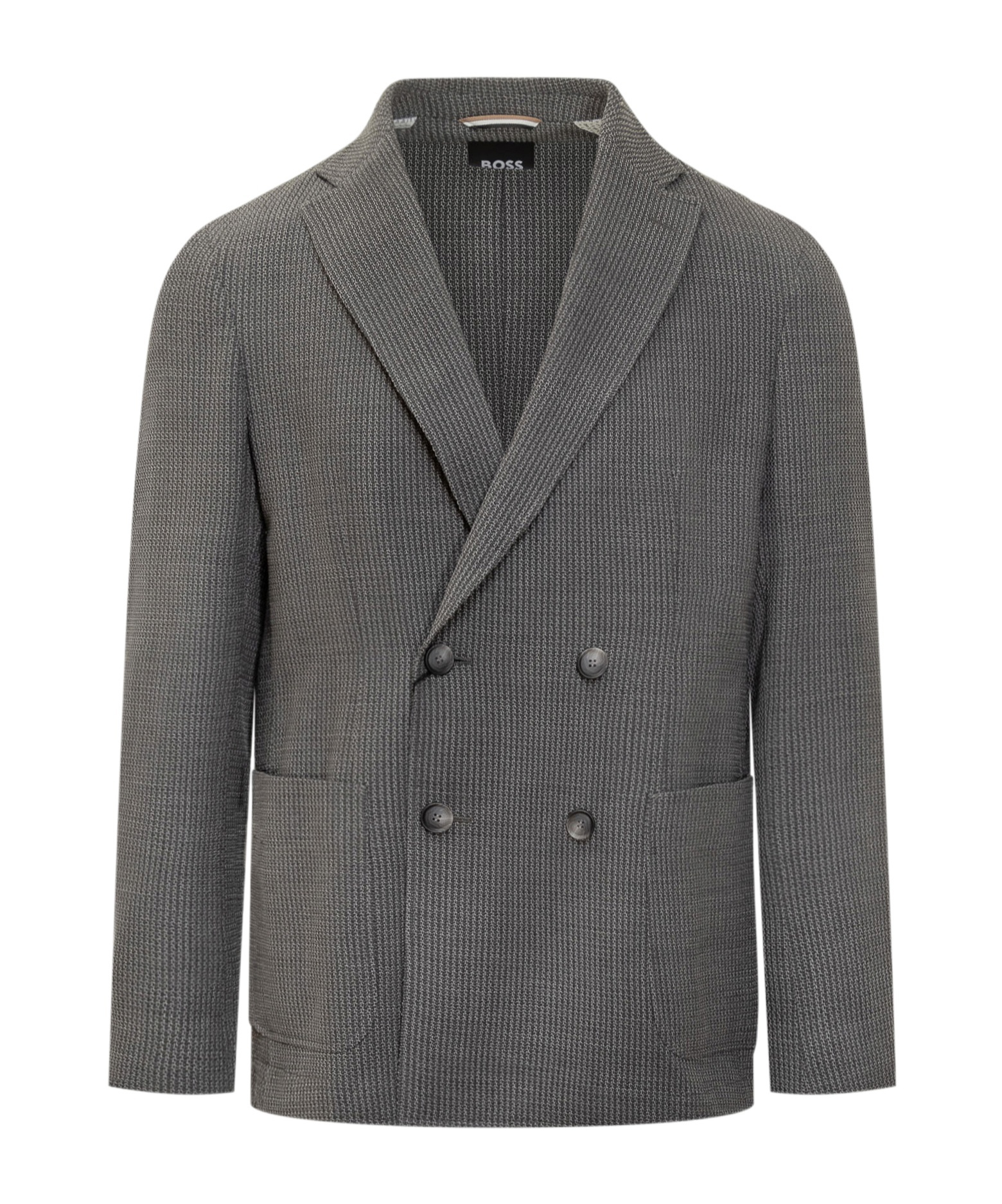 Hugo Boss Boss Boss Double-breasted Jacket In Grey Fabric In Gray