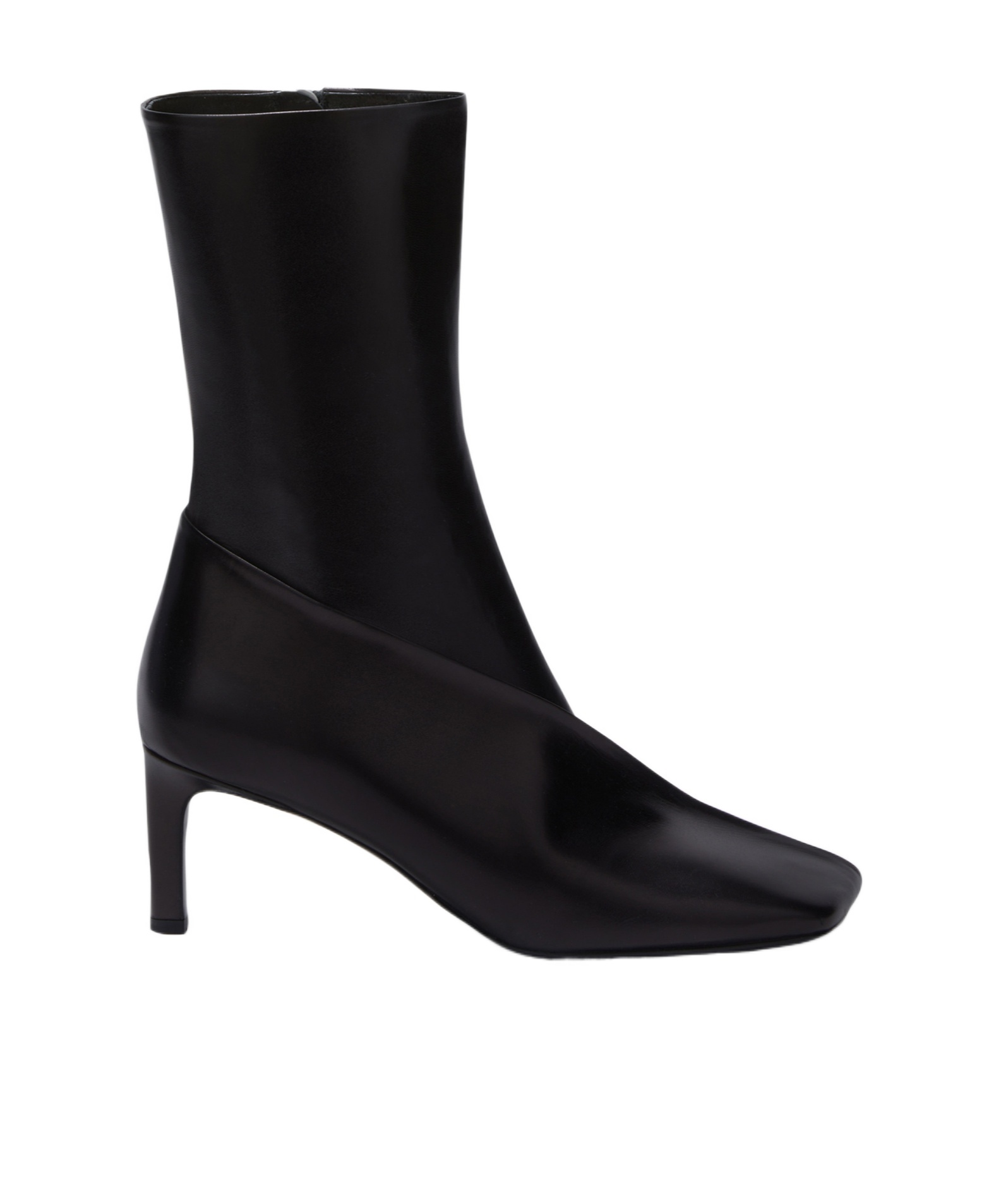 Jil Sander Square Toe Panelled Ankle Boots In Black