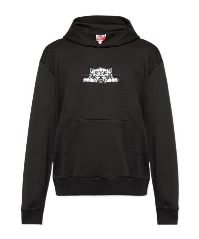Kenzo Happy Tiger Hoodie In Black