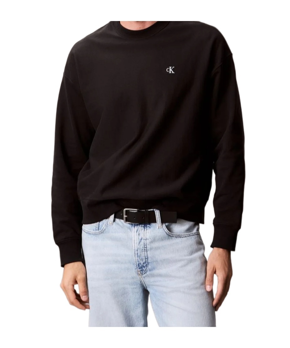 Calvin Klein Jeans Est.1978 Oversized Cotton Terry Sweatshirt In Black