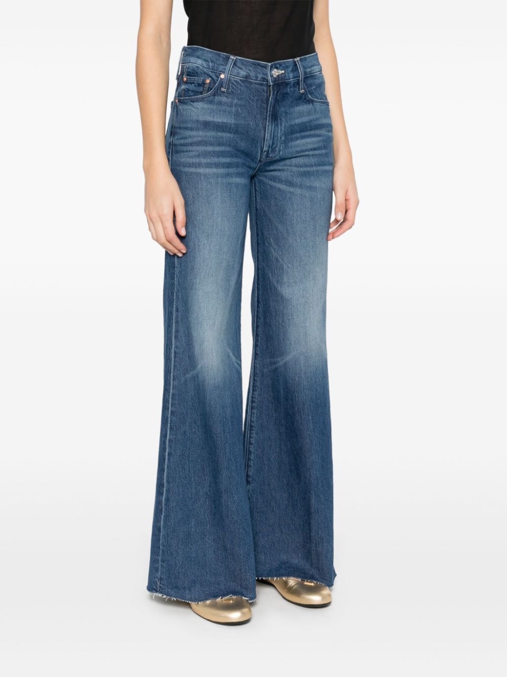 Mother Stretch Denim The Twister Sneak Fray Wide-leg Jeans In Blue