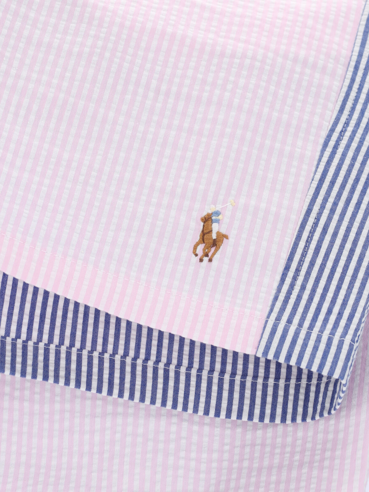 Polo Ralph Lauren Straight-leg Mid-length Logo-embroidered Striped Cotton-blend Seersucker Swim Shorts In Multi