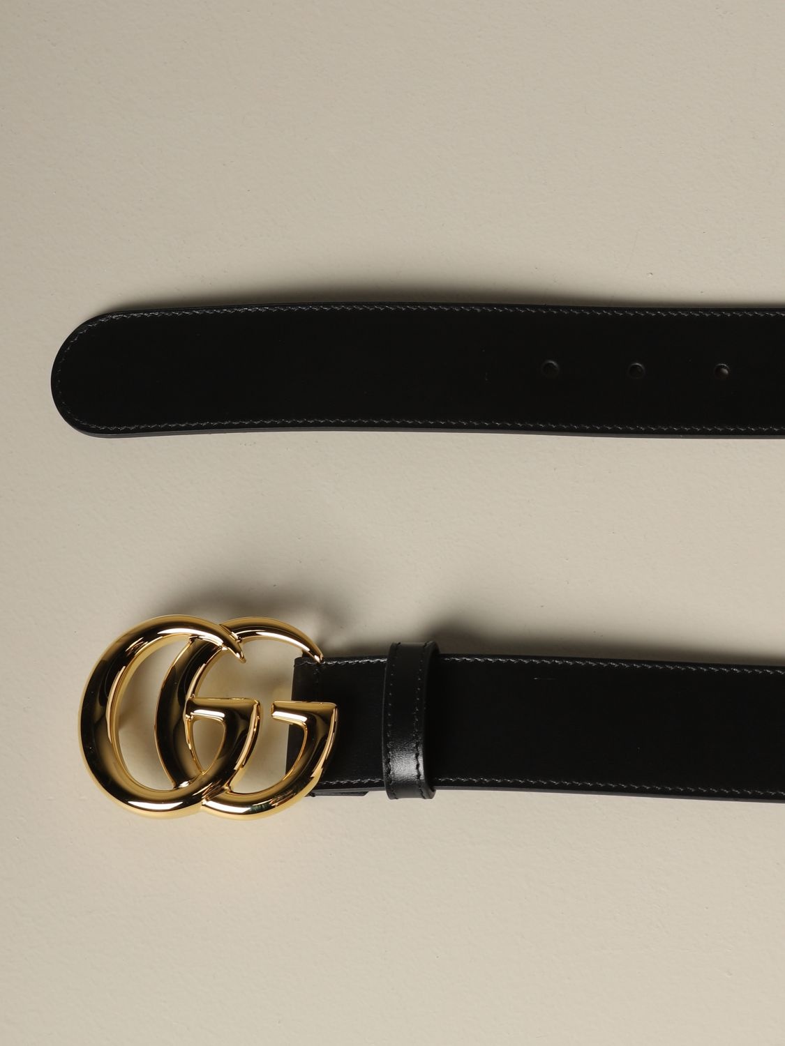 Gucci Gg Leather Belt In Black