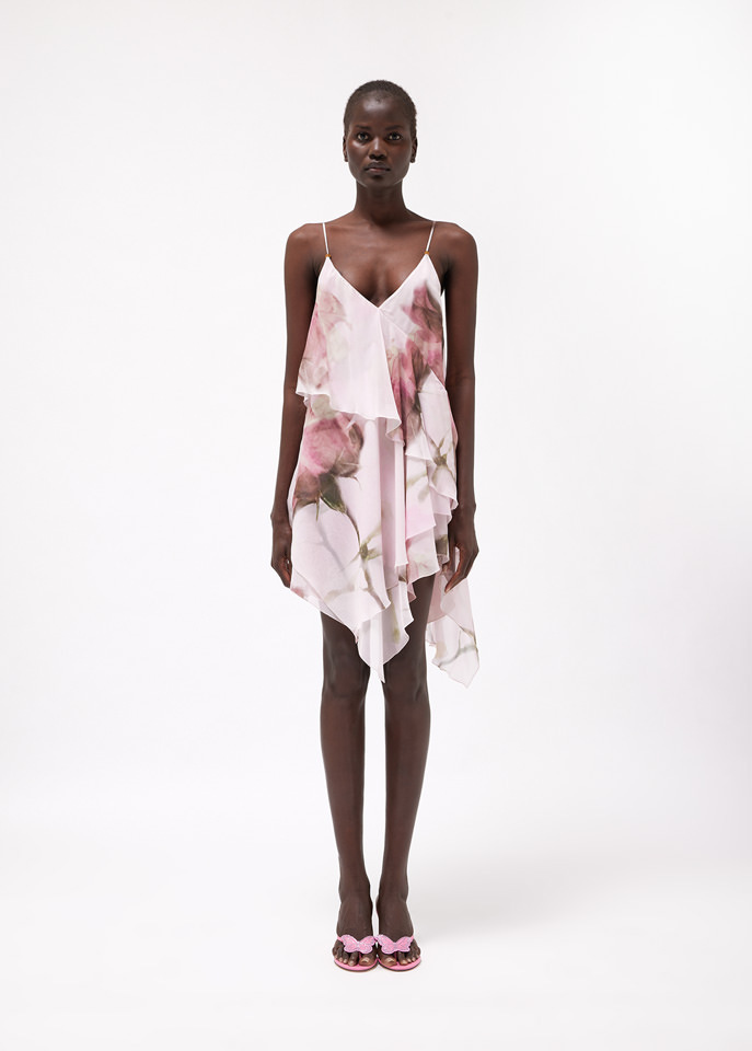 Blumarine Rose-print Mini Slip Dress In Pink