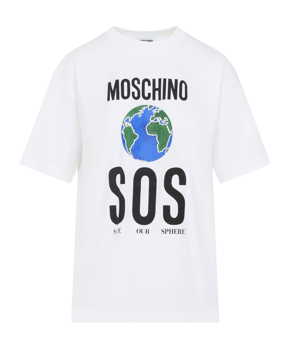 Moschino Graphic Print Crew Neck Short Sleeves Top In White