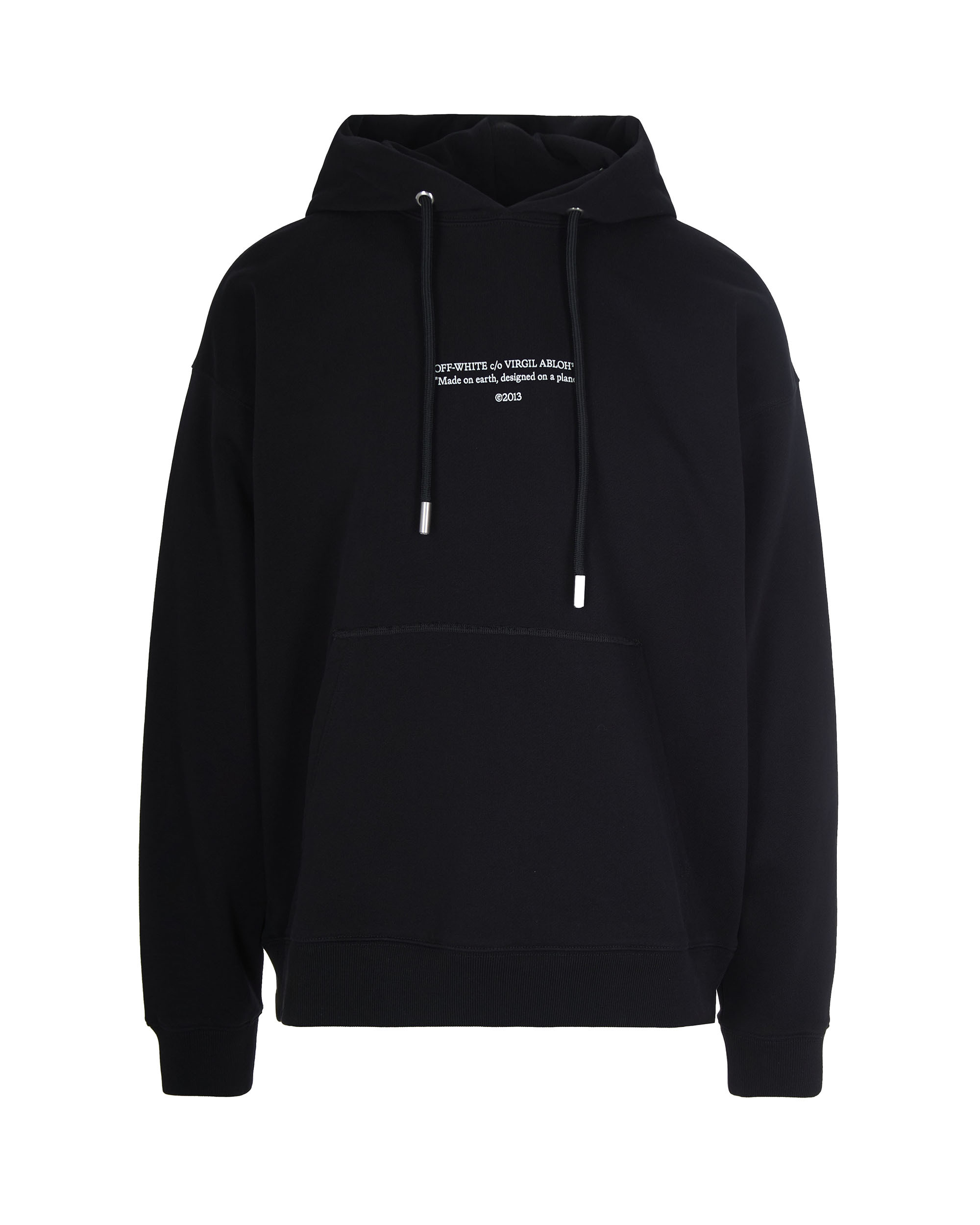 Off-white Logo Printed Drawstring Hoodie In Black