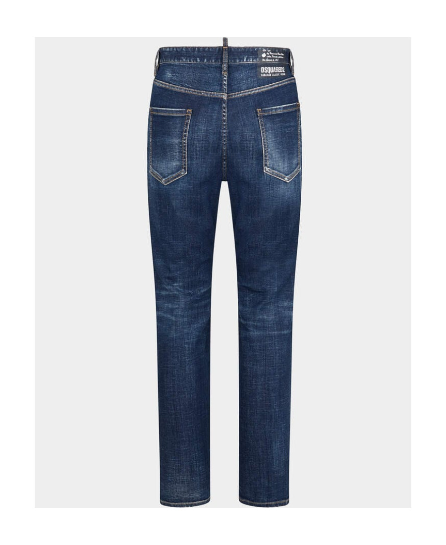 Dsquared2 Straight Leg Stretch Denim Jeans With Vintage Finish In Blue