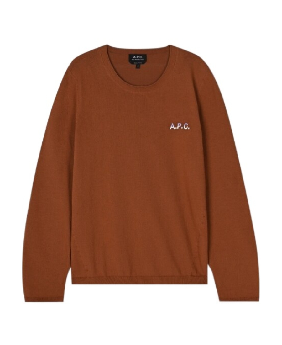 Apc A.p.c. Logo Embroidered Knit Jumper In Brown