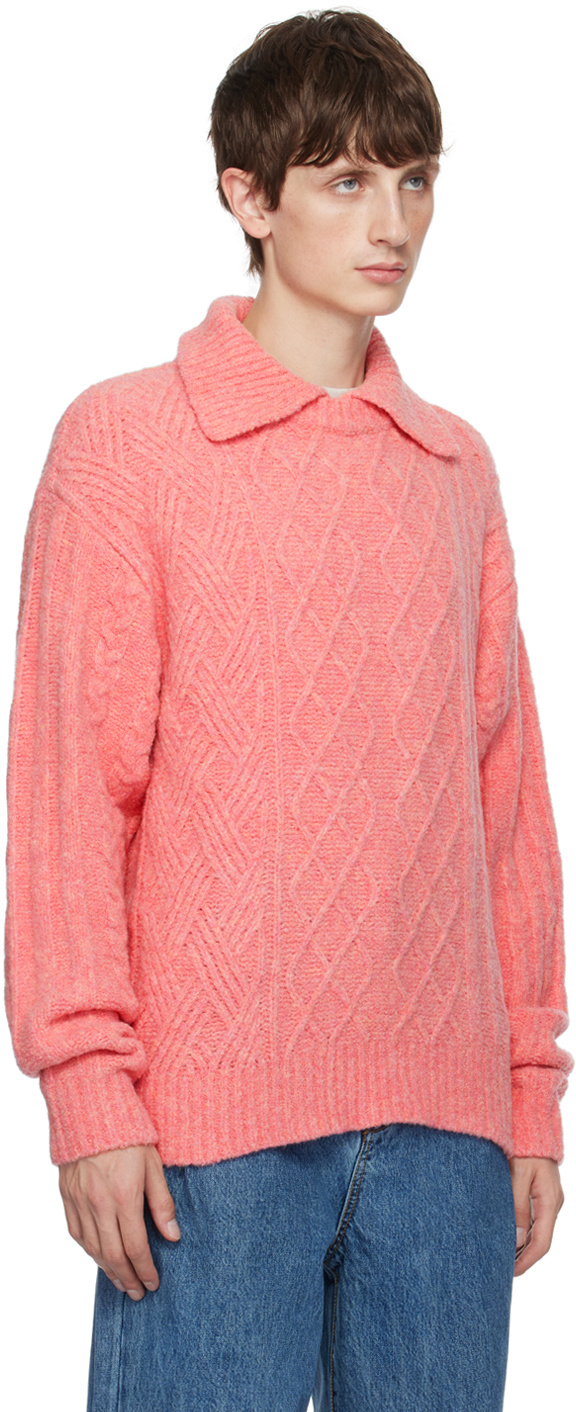 Ader Error Pink Layered Collar Polo In Pink