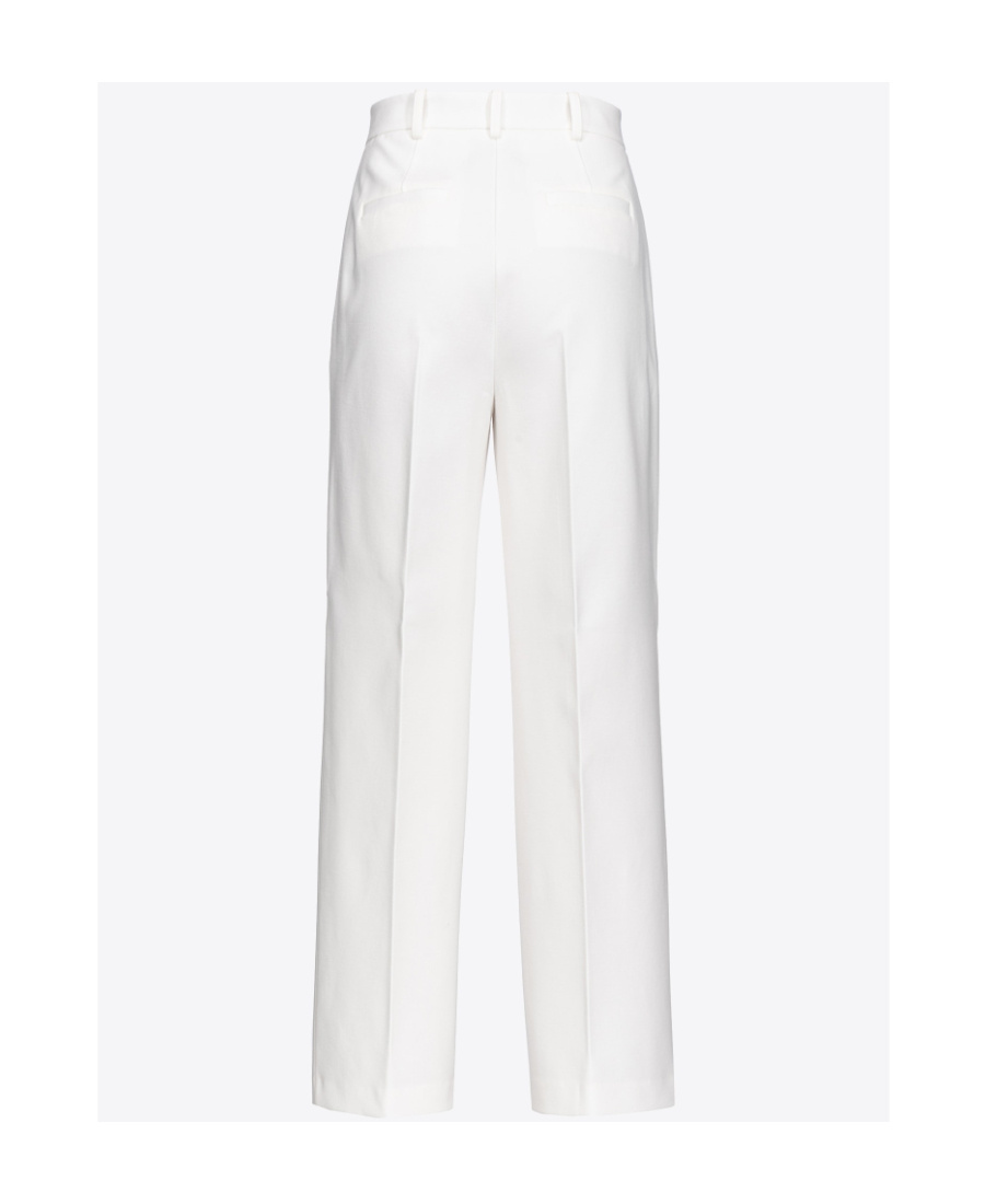 Pinko Cropped Straight-leg Trousers In White