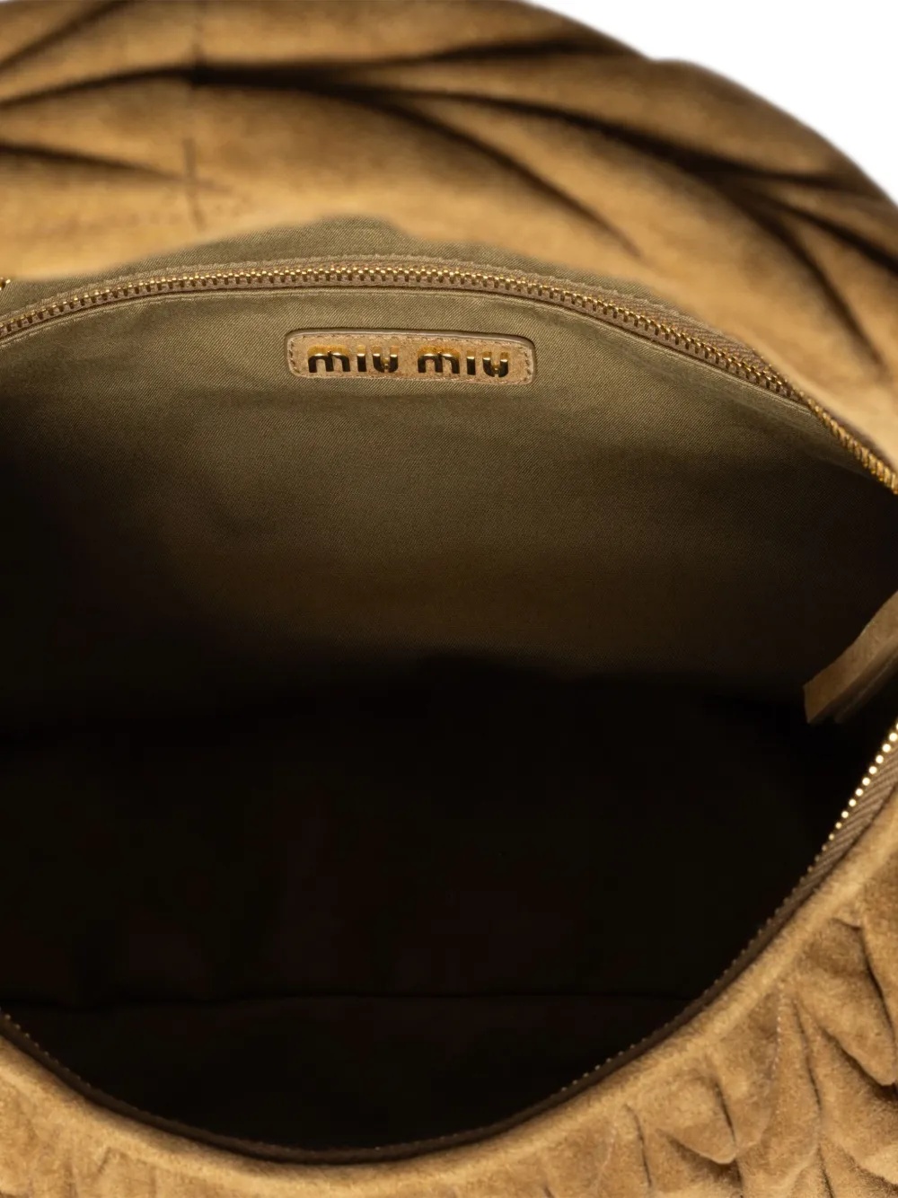 Miu Miu Wander Extra-large Matelassé Suede Bag In Olive Green