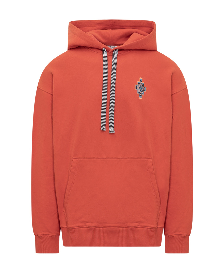 Marcelo Burlon County Of Milan Cotton Optical Cross Hoodie With Patch Pocket In Red