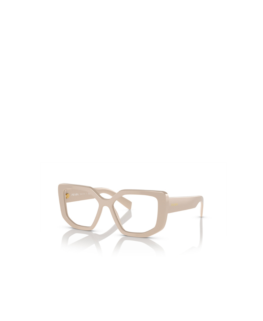 Prada Geometric-frame Logo Glasses In Nude