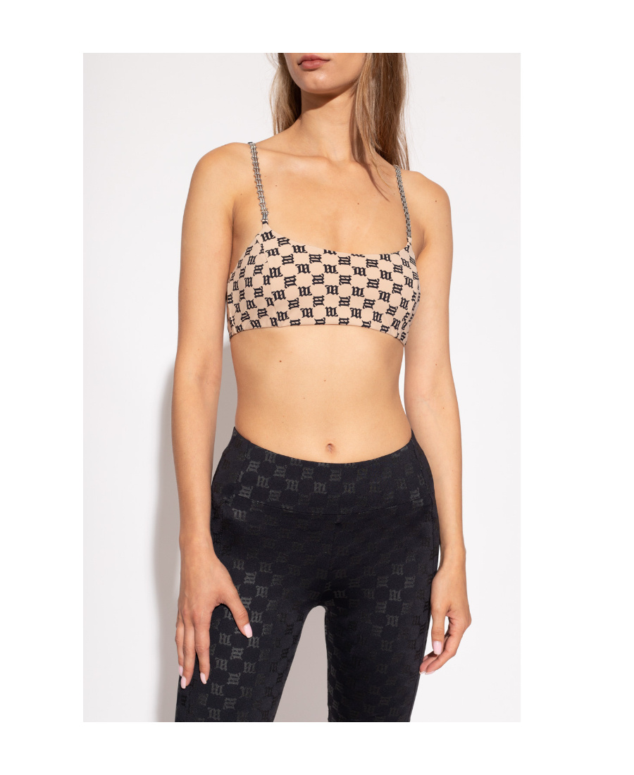 Misbhv Monogram-print Bikini Top In Black