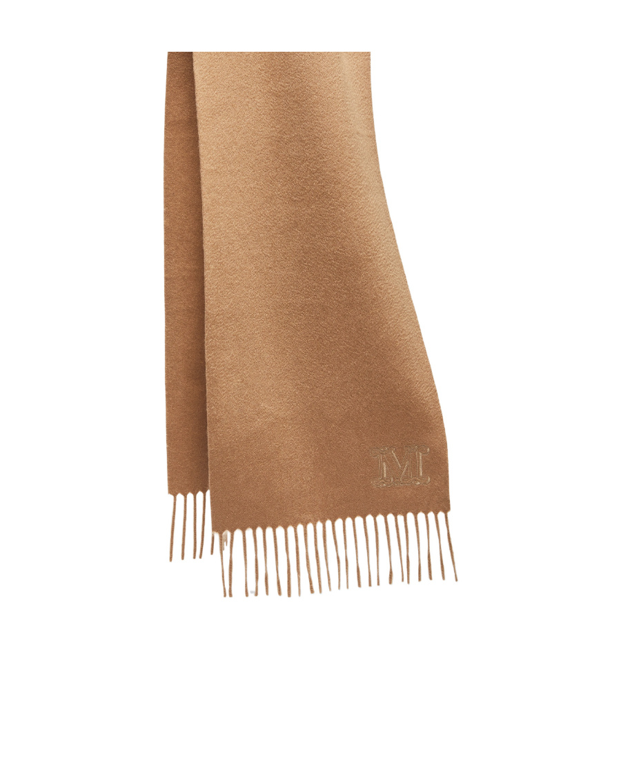 Max Mara Monogram Fringed-edge Cashmere Scarf In Brown